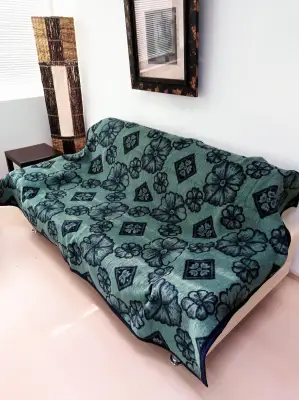 Ćebe 155x215B teget-zelen cvet
