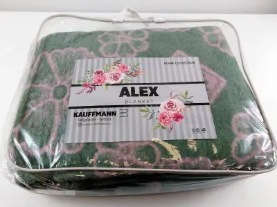 Ćebe 155x215C zelena-roze cvet