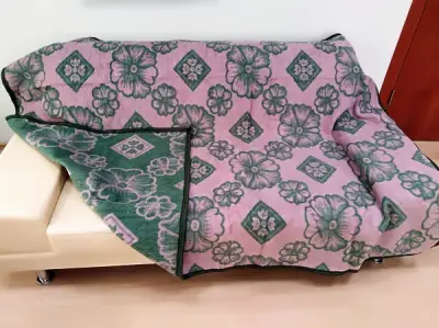 Ćebe 155x215C zelena-roze cvet
