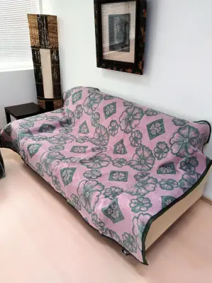Ćebe 155x215C zelena-roze cvet