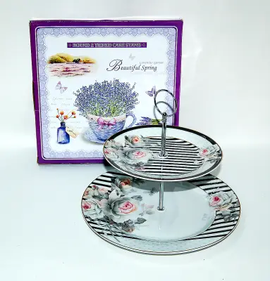 Etažer ruža-pruga 26.5cm+19cm