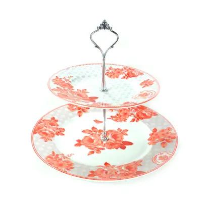 Etažer ruža crvena 26.5cm+19cm