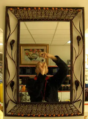 Ogledalo A iron/ratan 75x45cm